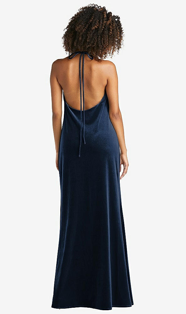 Back View - Midnight Navy Cowl-Neck Convertible Velvet Maxi Slip Dress - Sloan