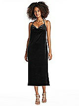 Alt View 1 Thumbnail - Black Cowl-Neck Convertible Velvet Midi Slip Dress - Isa
