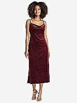 Front View Thumbnail - Cabernet Cowl-Neck Convertible Velvet Midi Slip Dress - Isa