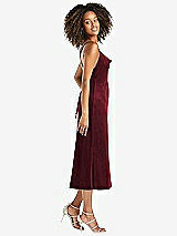 Side View Thumbnail - Cabernet Cowl-Neck Convertible Velvet Midi Slip Dress - Isa