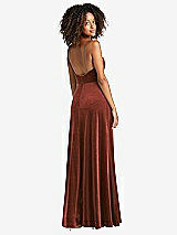 Rear View Thumbnail - Auburn Moon Square Neck Velvet Maxi Dress with Front Slit - Drew