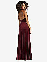 Rear View Thumbnail - Cabernet Square Neck Velvet Maxi Dress with Front Slit - Drew