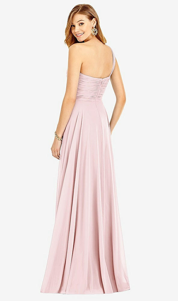 Back View - Ballet Pink One-Shoulder Draped Chiffon Maxi Dress - Dani