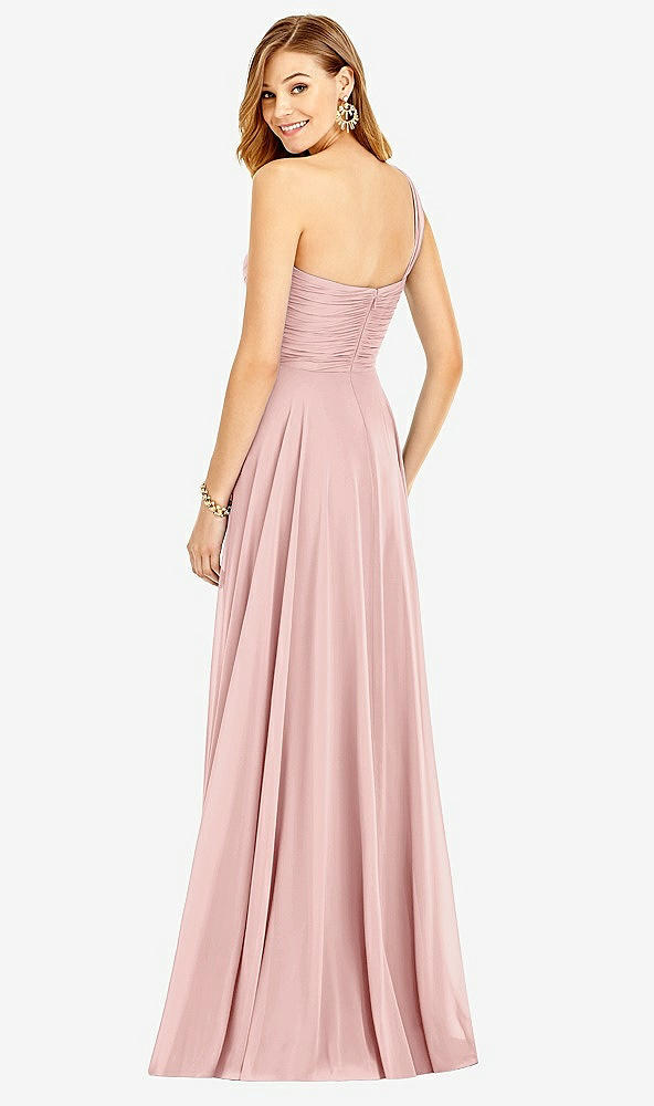 Back View - Rose One-Shoulder Draped Chiffon Maxi Dress - Dani