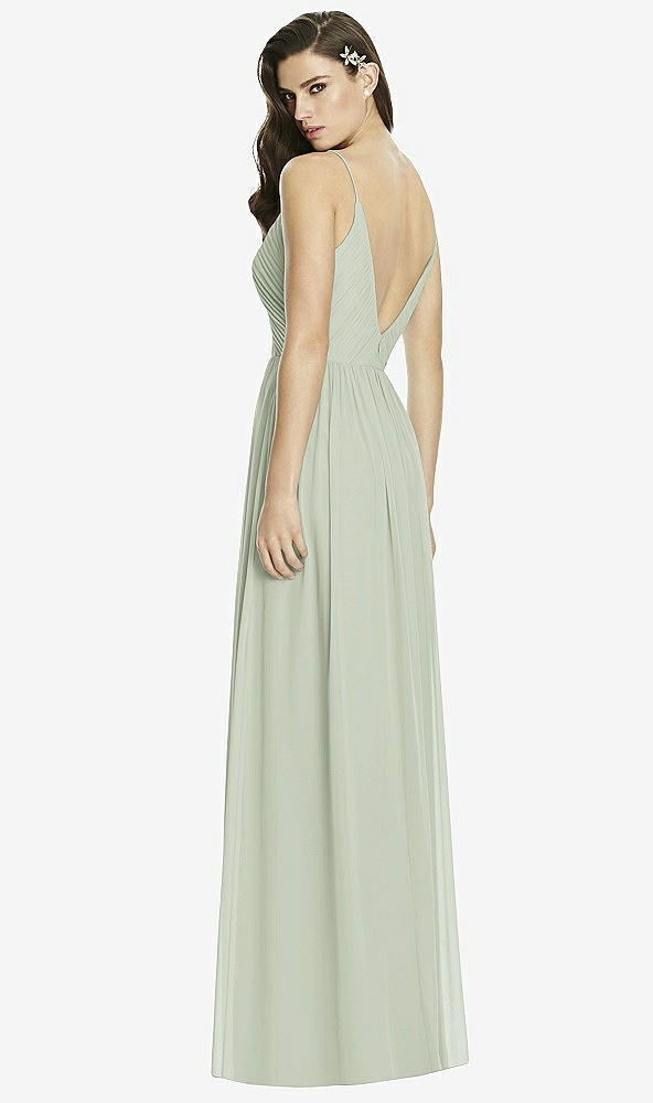 Back View - Celadon Deep V-Back Shirred Maxi Dress - Ensley