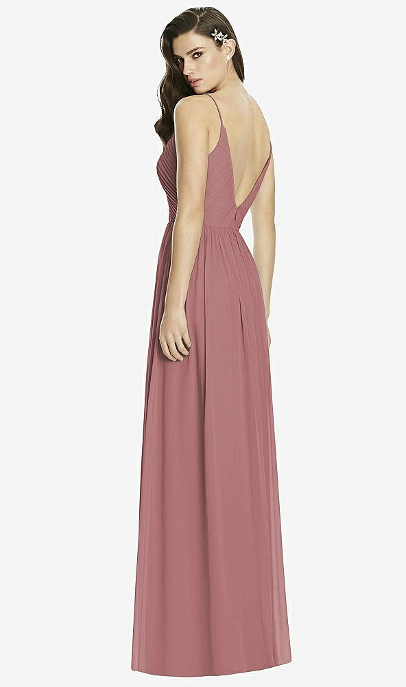 Back View - Rosewood Deep V-Back Shirred Maxi Dress - Ensley