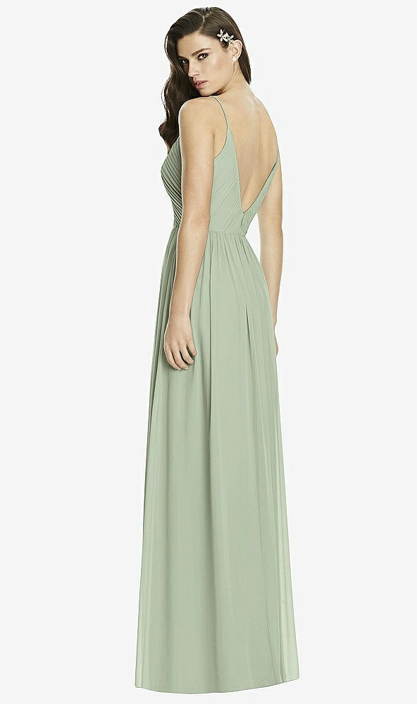 Back View - Sage Deep V-Back Shirred Maxi Dress - Ensley