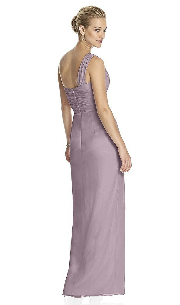 Back View - Lilac Dusk One-Shoulder Draped Maxi Dress with Front Slit - Aeryn