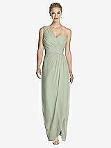 Front View Thumbnail - Celadon One-Shoulder Draped Maxi Dress with Front Slit - Aeryn