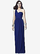 Alt View 1 Thumbnail - Cobalt Blue One-Shoulder Draped Maxi Dress with Front Slit - Aeryn