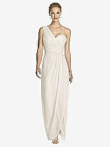 Front View Thumbnail - Ivory One-Shoulder Draped Maxi Dress with Front Slit - Aeryn