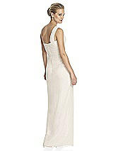 Rear View Thumbnail - Ivory One-Shoulder Draped Maxi Dress with Front Slit - Aeryn