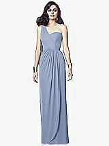 Alt View 1 Thumbnail - Sky Blue One-Shoulder Draped Maxi Dress with Front Slit - Aeryn