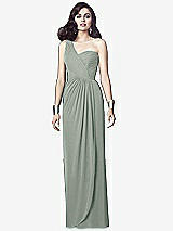 Alt View 1 Thumbnail - Willow Green One-Shoulder Draped Maxi Dress with Front Slit - Aeryn