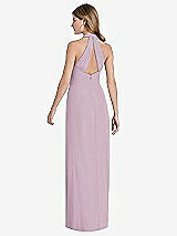 Rear View Thumbnail - Suede Rose V-Neck Halter Chiffon Maxi Dress - Taryn