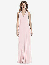Front View Thumbnail - Ballet Pink V-Neck Halter Chiffon Maxi Dress - Taryn