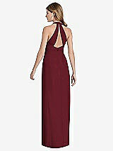 Rear View Thumbnail - Cabernet V-Neck Halter Chiffon Maxi Dress - Taryn