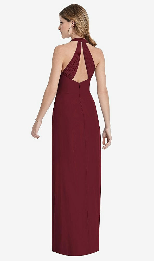 Back View - Cabernet V-Neck Halter Chiffon Maxi Dress - Taryn