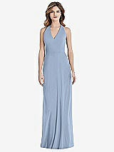 Front View Thumbnail - Cloudy V-Neck Halter Chiffon Maxi Dress - Taryn