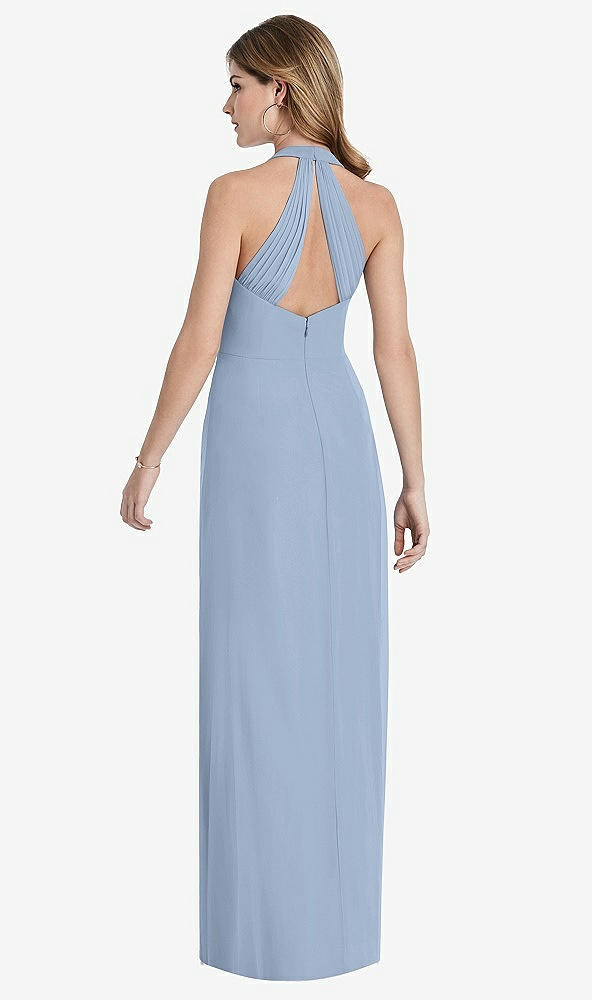 Back View - Cloudy V-Neck Halter Chiffon Maxi Dress - Taryn