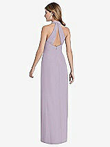 Rear View Thumbnail - Lilac Haze V-Neck Halter Chiffon Maxi Dress - Taryn