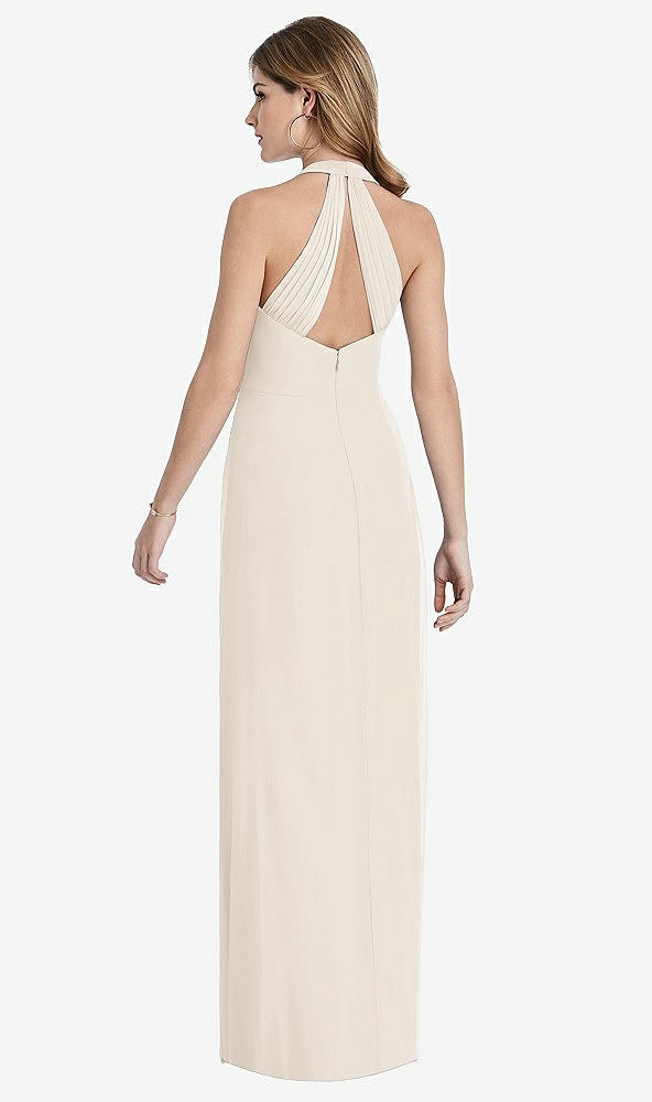 Back View - Oat V-Neck Halter Chiffon Maxi Dress - Taryn