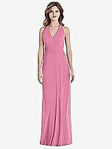 Front View Thumbnail - Orchid Pink V-Neck Halter Chiffon Maxi Dress - Taryn