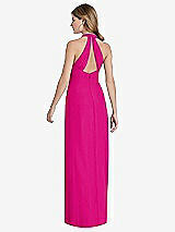 Rear View Thumbnail - Think Pink V-Neck Halter Chiffon Maxi Dress - Taryn