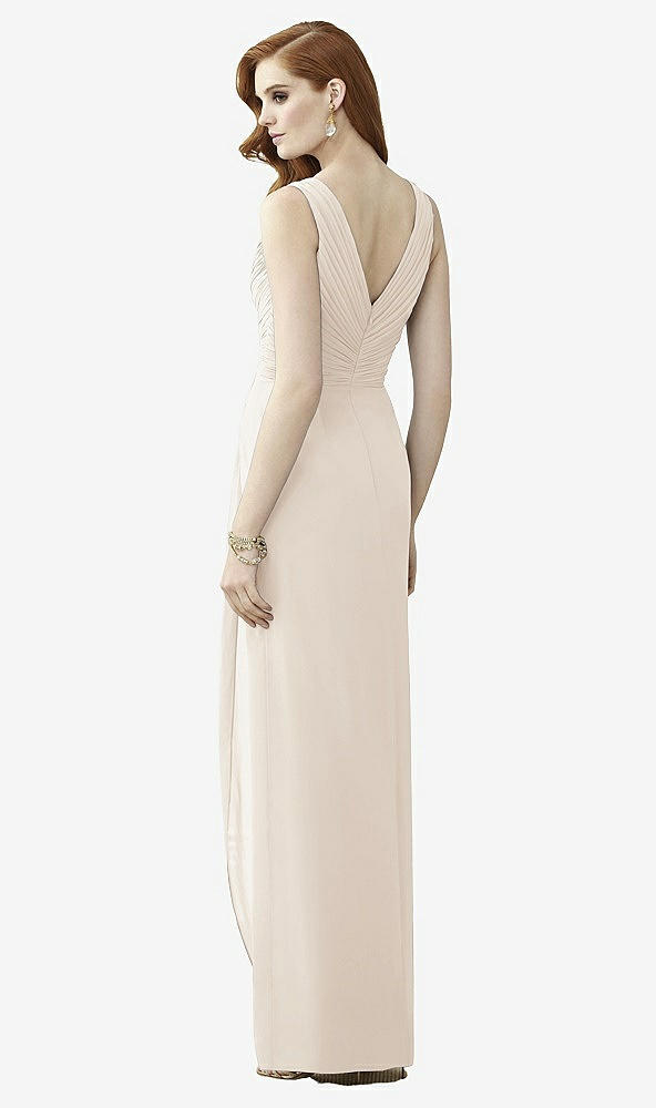 Back View - Oat Sleeveless Draped Faux Wrap Maxi Dress - Dahlia