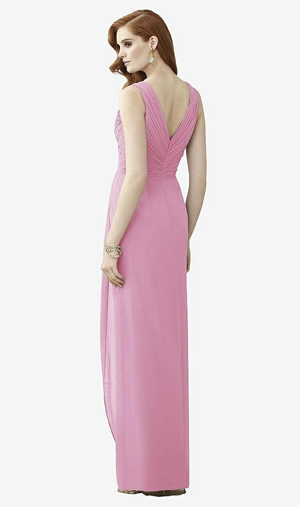 Back View - Powder Pink Sleeveless Draped Faux Wrap Maxi Dress - Dahlia