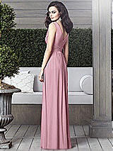 Rear View Thumbnail - Dusty Pink Draped V-Neck Shirred Chiffon Maxi Dress - Ari