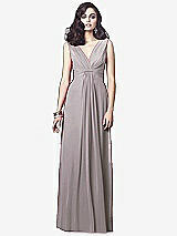 Front View Thumbnail - Cashmere Gray Draped V-Neck Shirred Chiffon Maxi Dress - Ari