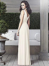 Rear View Thumbnail - Ivory Draped V-Neck Shirred Chiffon Maxi Dress - Ari
