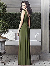 Rear View Thumbnail - Olive Green Draped V-Neck Shirred Chiffon Maxi Dress - Ari