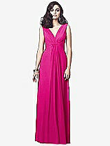 Front View Thumbnail - Think Pink Draped V-Neck Shirred Chiffon Maxi Dress - Ari
