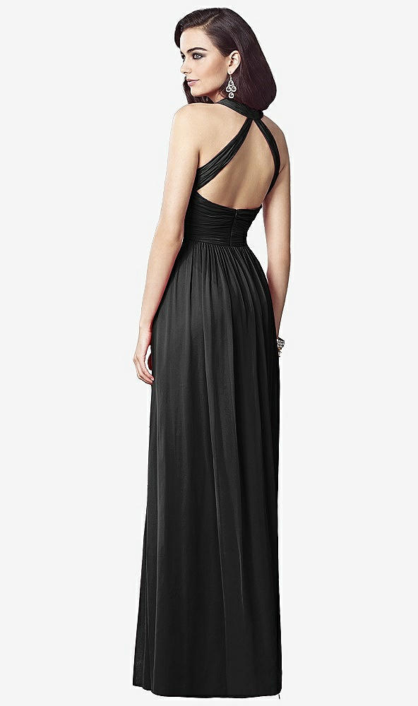 Back View - Black Ruched Halter Open-Back Maxi Dress - Jada