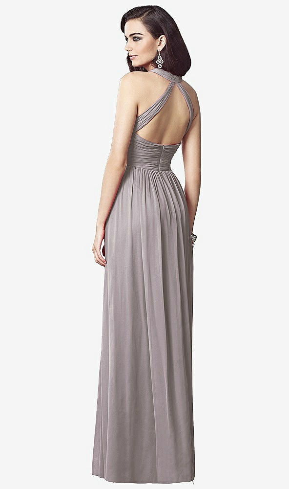 Back View - Cashmere Gray Ruched Halter Open-Back Maxi Dress - Jada