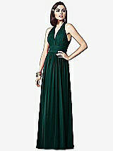Front View Thumbnail - Evergreen Ruched Halter Open-Back Maxi Dress - Jada