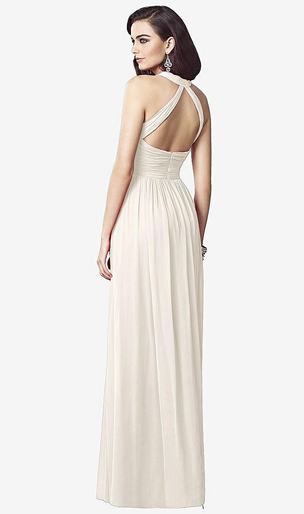 Back View - Ivory Ruched Halter Open-Back Maxi Dress - Jada