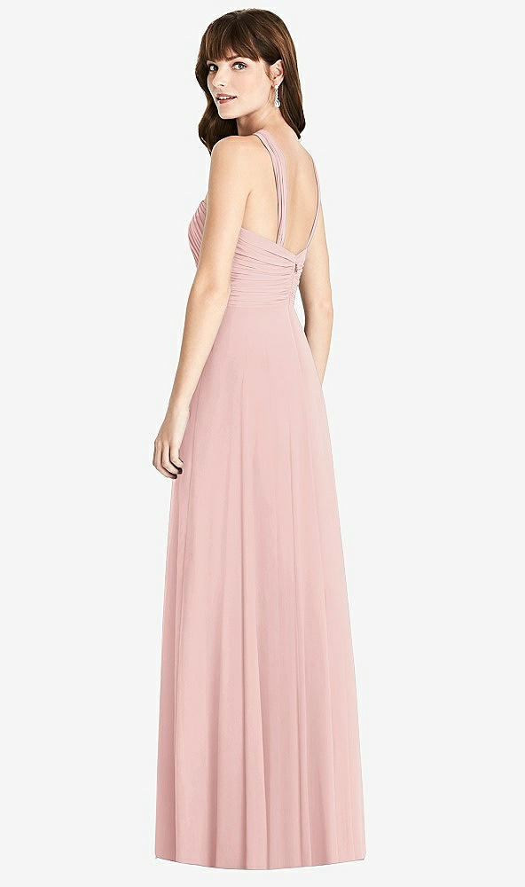 Back View - Rose Twist Halter Chiffon Maxi Dress - James