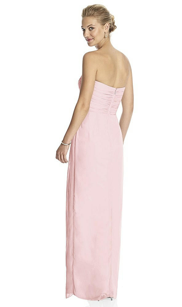 Back View - Ballet Pink Strapless Draped Chiffon Maxi Dress - Lila