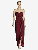 Front View Thumbnail - Cabernet Strapless Draped Chiffon Maxi Dress - Lila