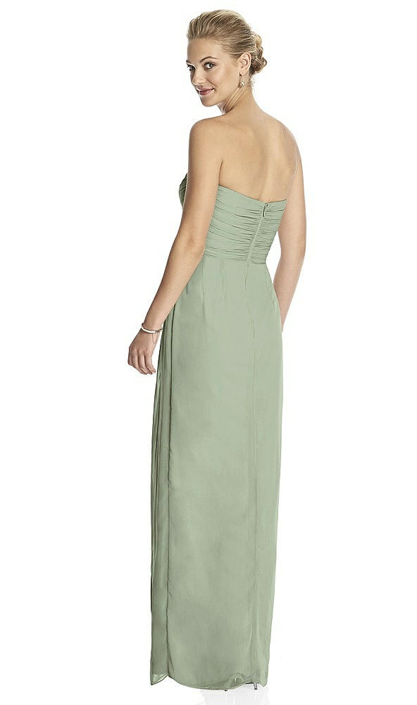 Back View - Sage Strapless Draped Chiffon Maxi Dress - Lila