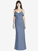 Front View Thumbnail - Larkspur Blue Ruffle-Trimmed Backless Maxi Dress - Britt