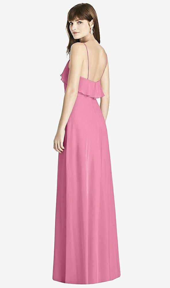 Back View - Orchid Pink Ruffle-Trimmed Backless Maxi Dress - Britt