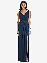 Front View Thumbnail - Midnight Navy Lux Jersey Draped Maxi - Sena