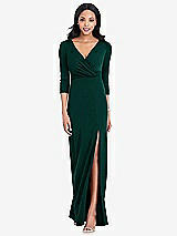 Front View Thumbnail - Evergreen Lux Jersey Draped Sleeve Maxi - Yara