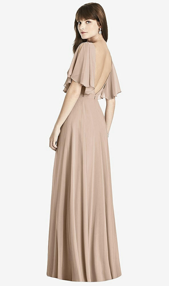 Back View - Topaz Split Sleeve Backless Maxi Dress - Lila