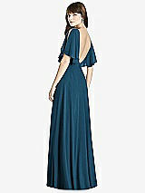 Rear View Thumbnail - Atlantic Blue Split Sleeve Backless Maxi Dress - Lila