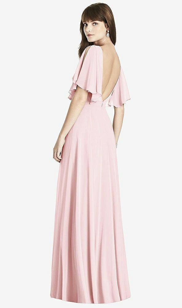 Back View - Ballet Pink Split Sleeve Backless Maxi Dress - Lila